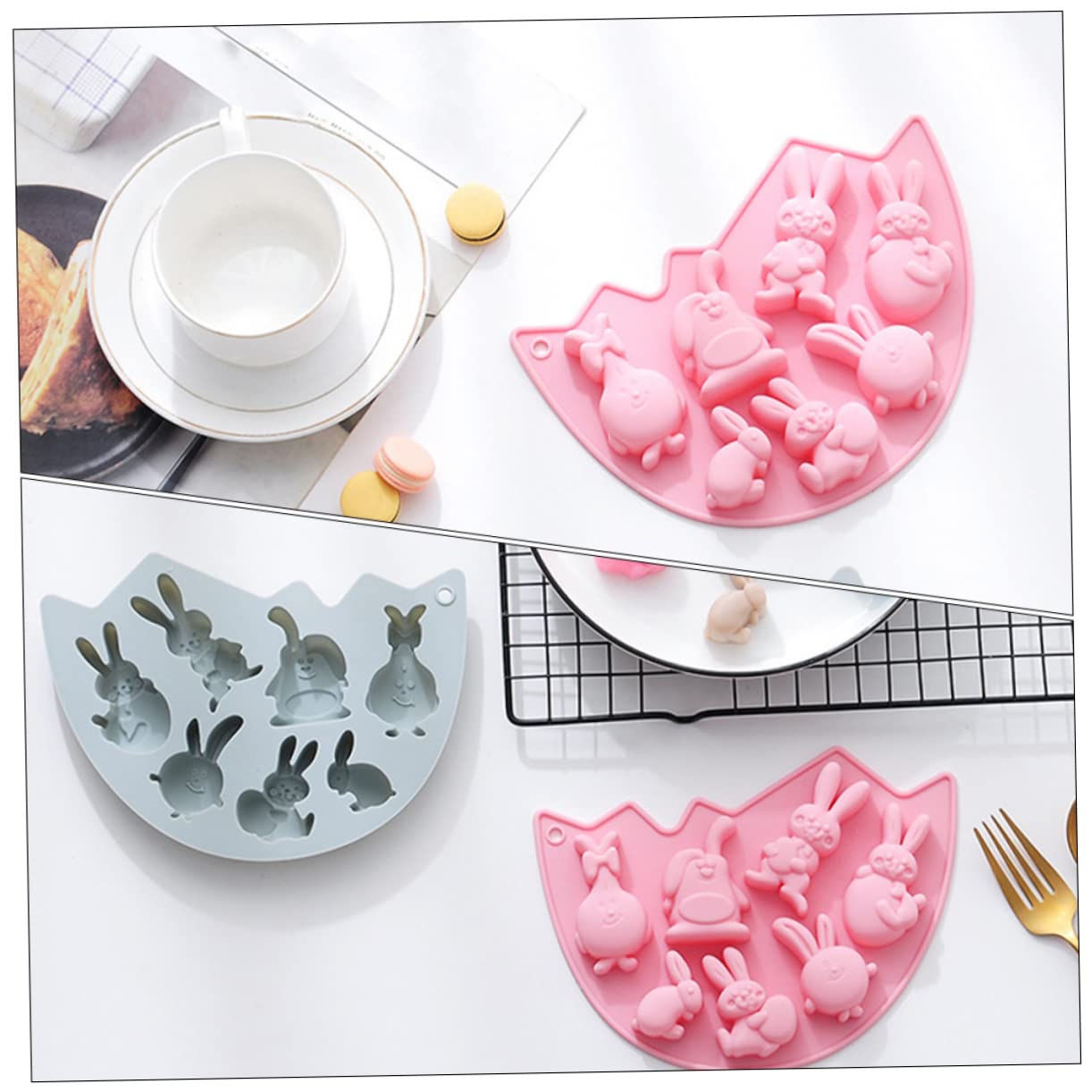 Amosfun 3 Juegos Molde Para Hornear Conejo Chocolatinas Chocolates Budín Moldes De Gomitas De Frutas Moldes Para Panqueques De Halloween Molde De Pastel Con Tema De Pascua 2 Piezas * 3