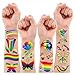 Leesgel Tattoo Kinder Regenbogen Deko kindergeburtstag, 5 Blatt Rainbow Temporäre Tattoos Regenbogen Aufkleber, Regenbogen Deko Spielzeug Ostergeschenke Kinder Stempel Kinder
