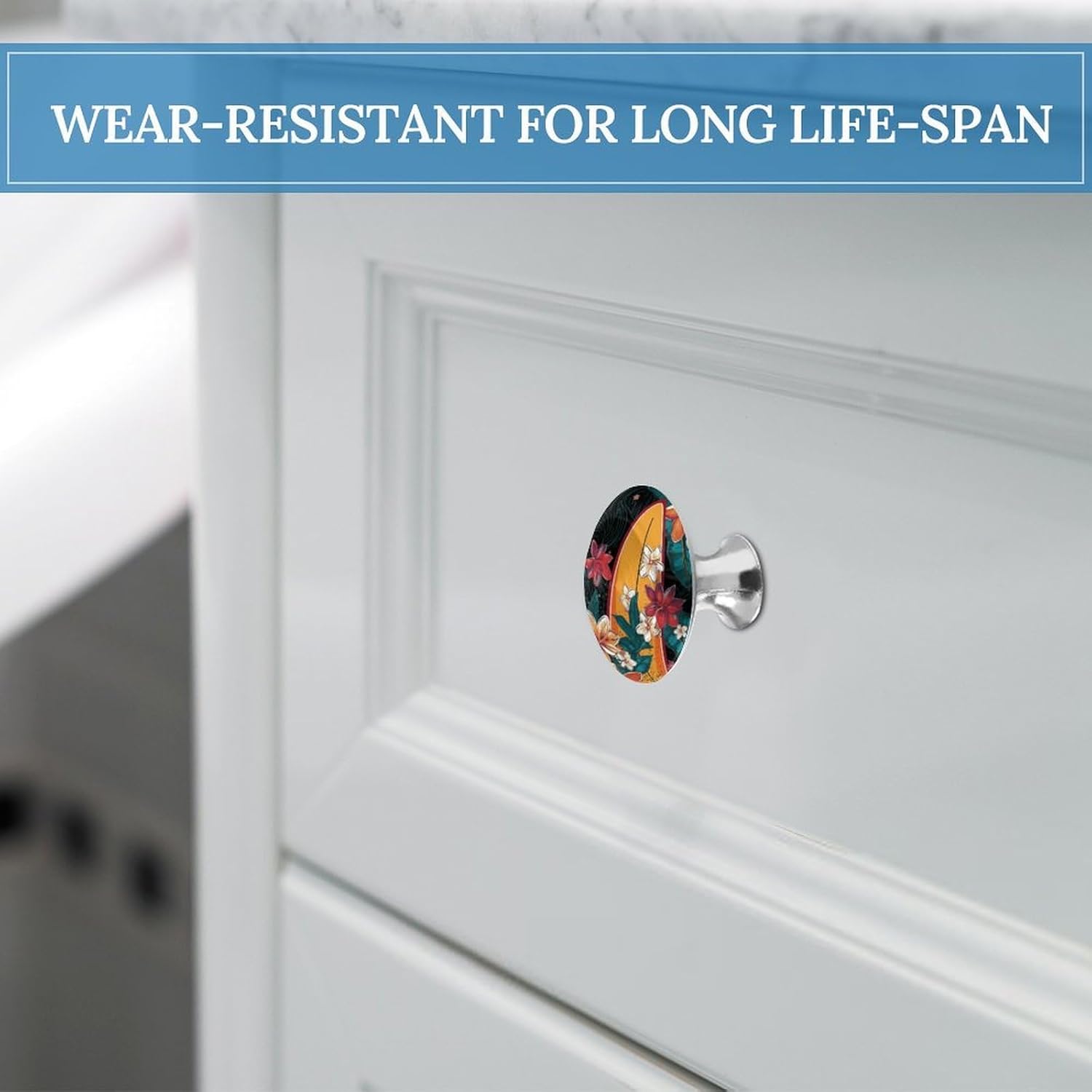 Cabinet Handles Round Drawer Pulls Surfboard and Flowers Dresser Knobs for Cabinets and Drawers Handle Kitchen Cabinet Pulls for Bathroom Cupboard Drawers Cabinet Pulls for Kitchen Door