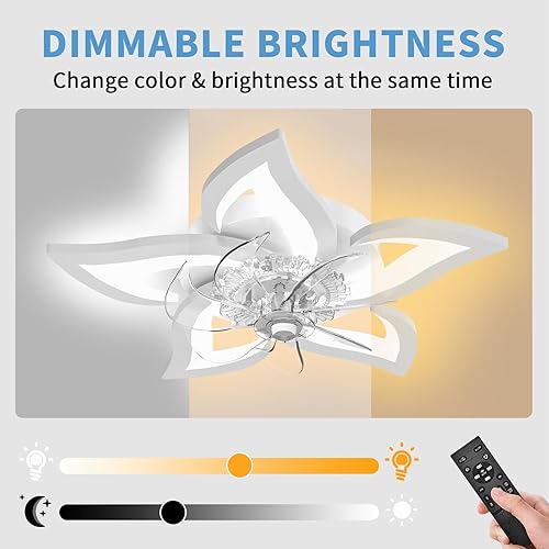 Miniatura 2 de GooComfy Ventilador de techo regulable con luz y control remoto, ventilador de techo pequeño de 31 pulgadas con luces LED, aplicación y control