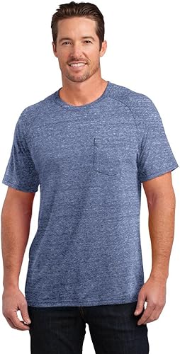 District Made Mens Tri-Blend Pocket Tee, Navy Heather