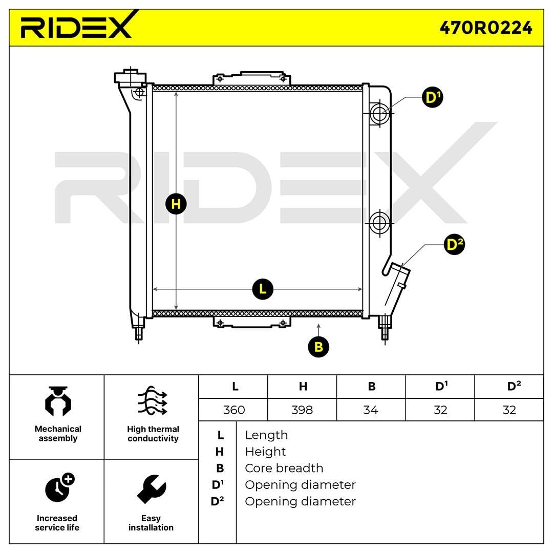 RIDEX 470R0224 Radiateur du moteur Compatible avec RENAULT Super 5 3/5 portes B40, C40