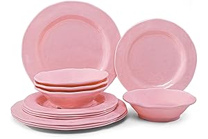 LEHAHA Pink Dishes Melamine Dinnerware Sets for any Special Occasion