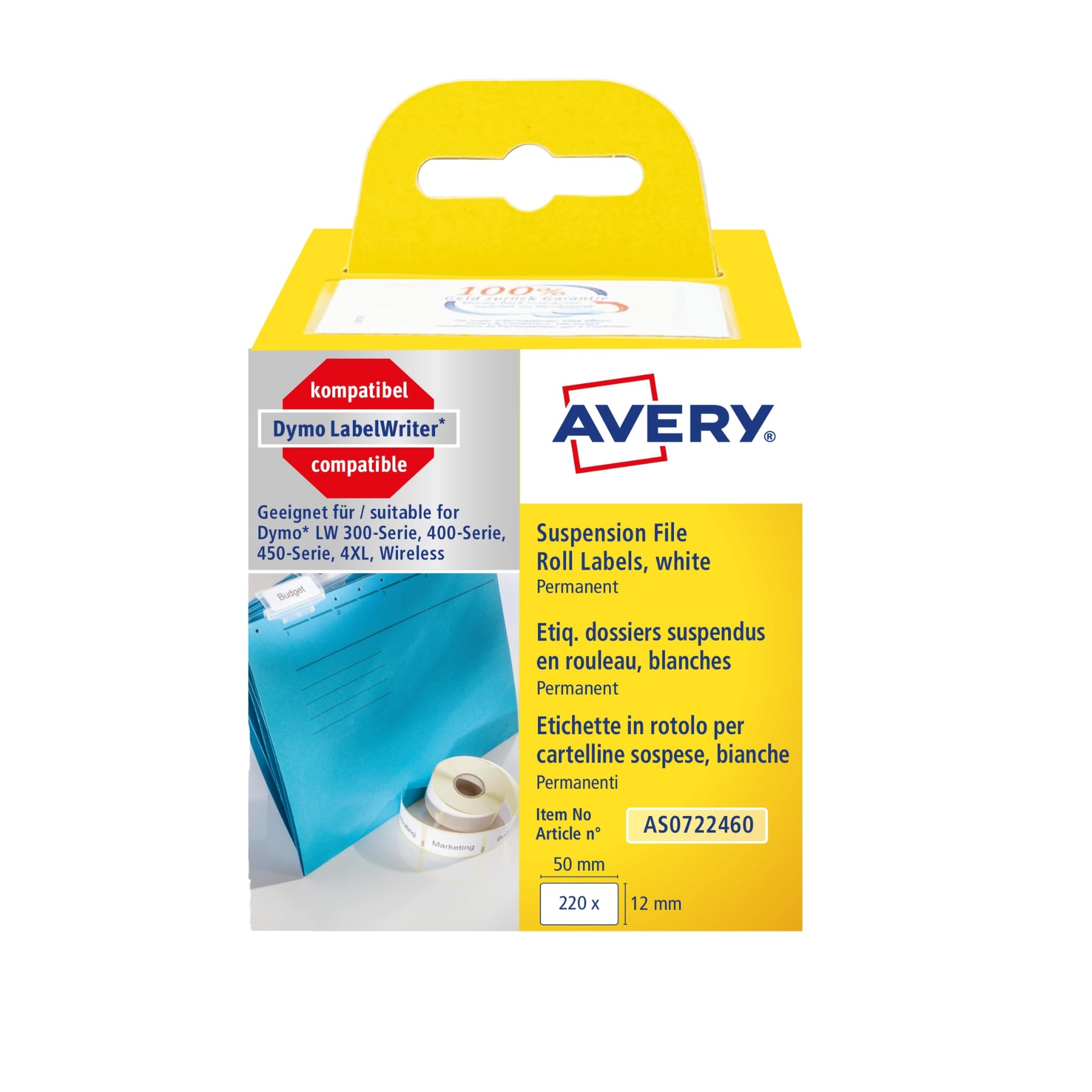 Avery Zweckform DYMO LabelWriter Compatible Labels 50 x 12mm White 220ct AS0722460