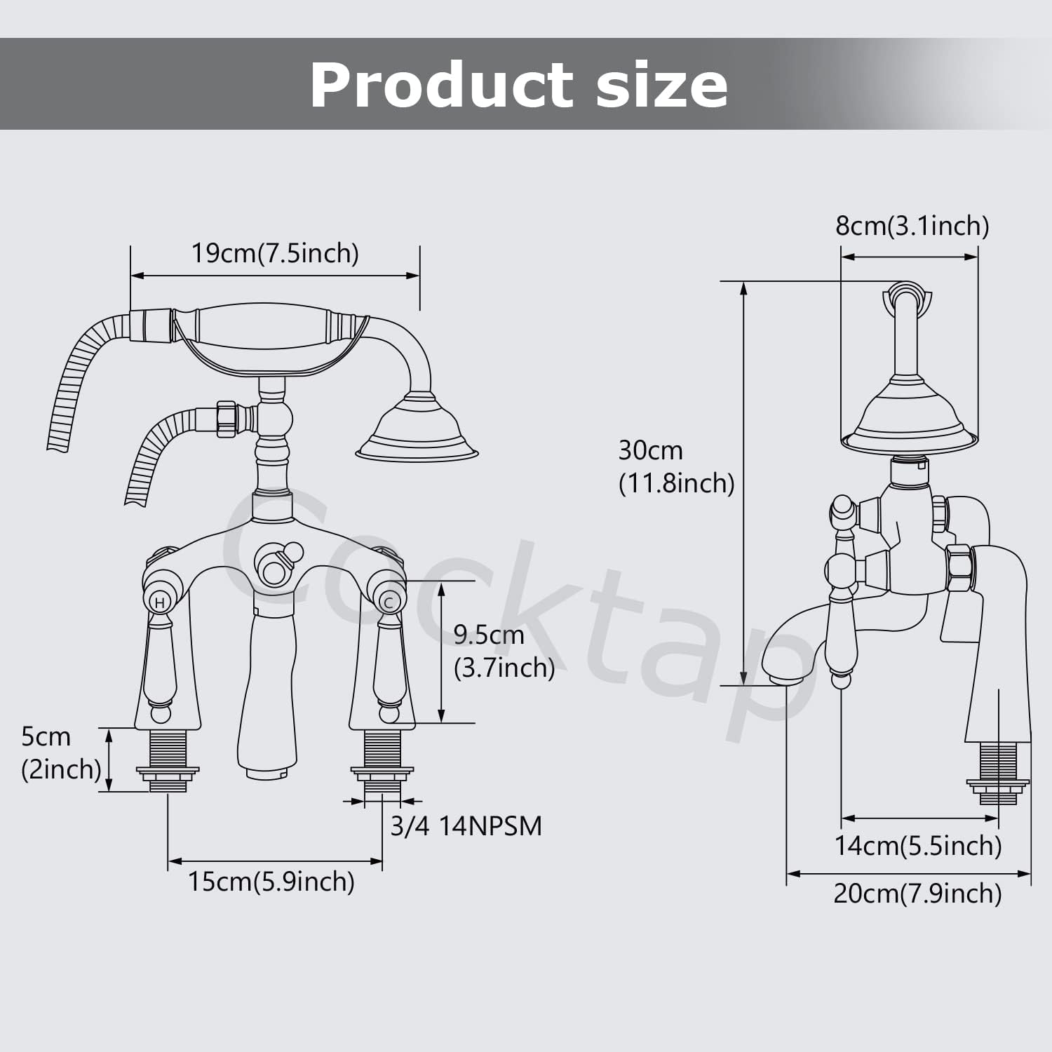 Hottest Sales Aolemi Deck Mount Brushed Nickel Bathtub Faucet 2 Hole 6 Inch Center with Handheld Shower Clawfoot Tub Filler Double Lever Handle Mixer Tap Victoria Vintage Telephone Shape Shower Set