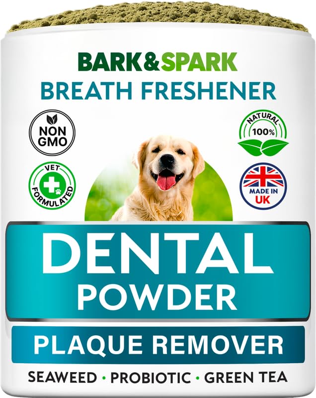 BARK&SPARK Dental Powder for Dogs - Natural Kelp Dental Powder - Mint 30 Ct