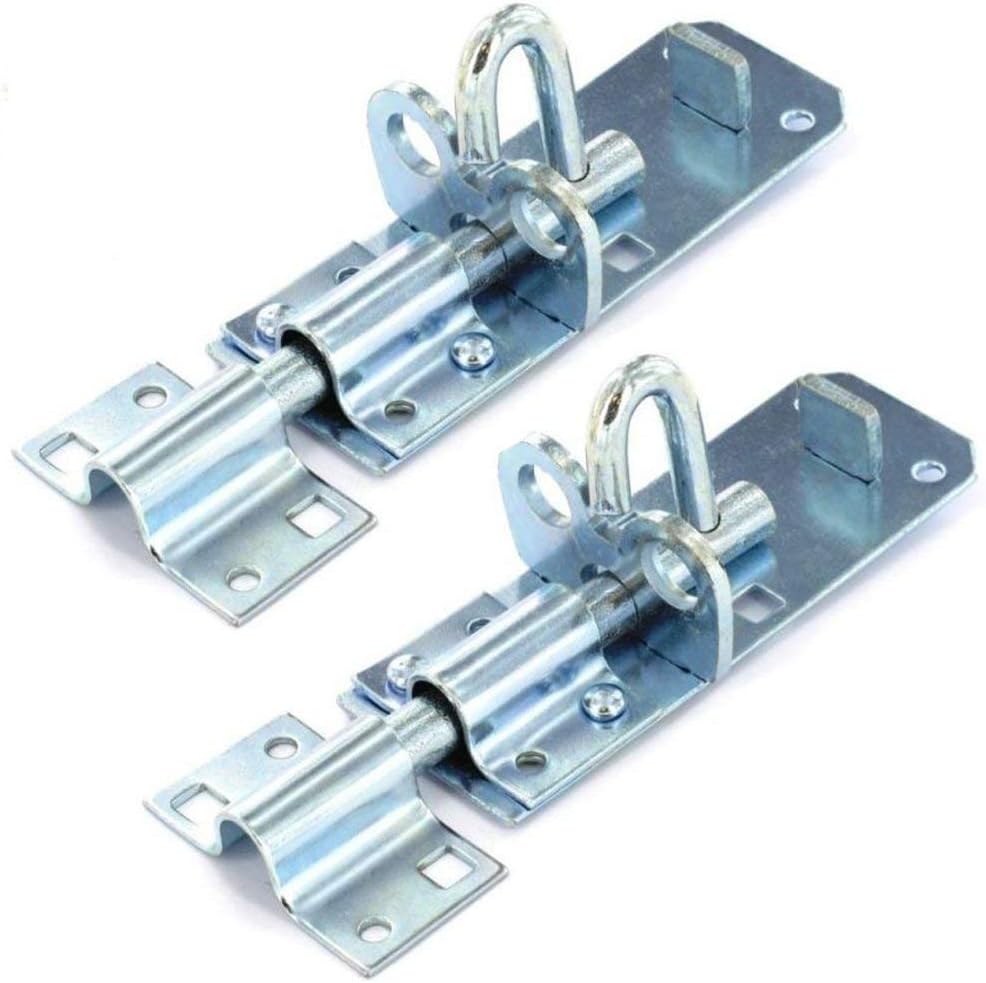 2 x Brenton Strong Sliding Padlock Shed Gate Door Bolt Black or Zinc 100mm (4") Zinc