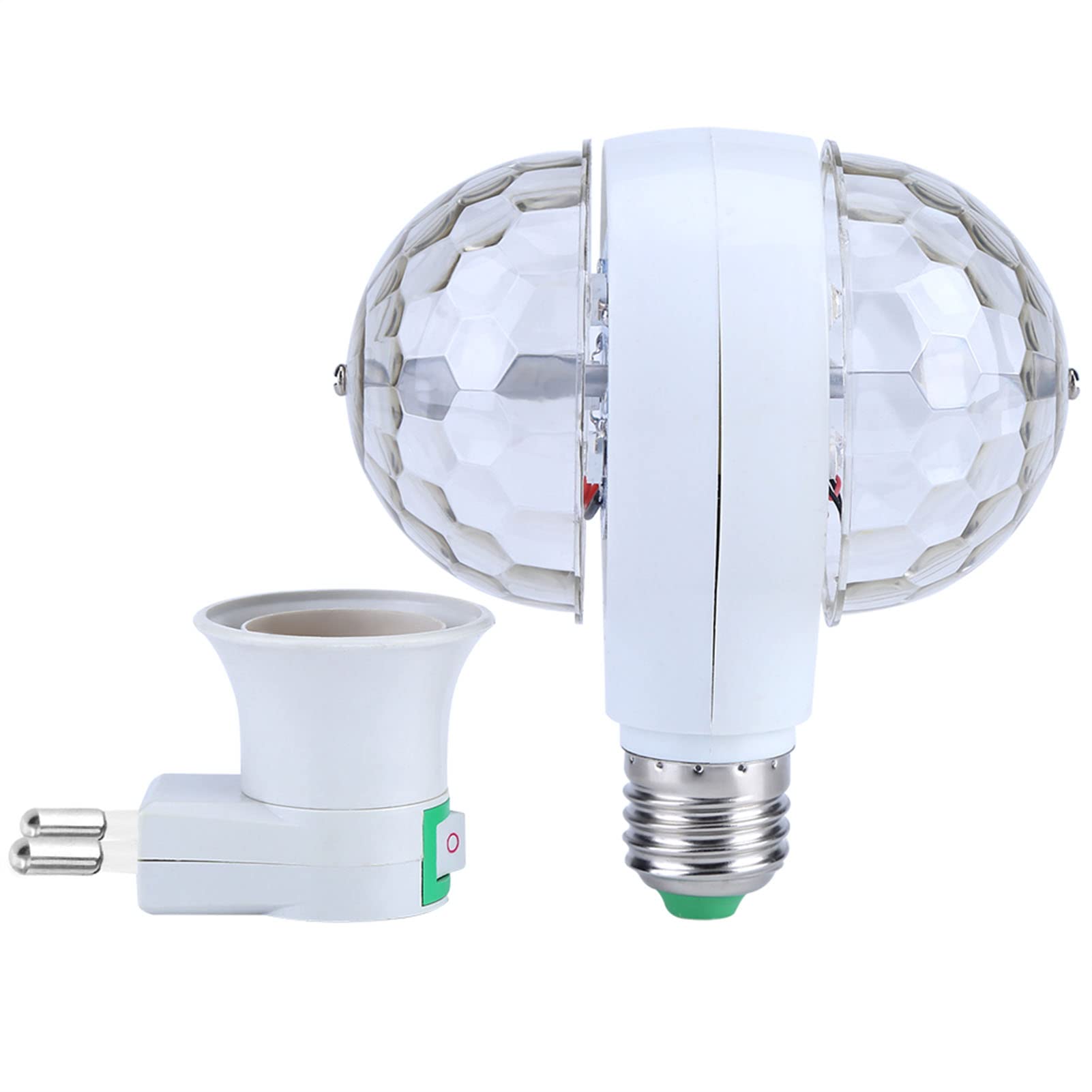 Hyuduo 2-głowicowa Obrotowa żarówka LED RGB E27 światło Sceniczne do Klubu Dyskotekowego KTV Pub Wesele o Niskim Zużyciu Energii o Wysokiej Jasności (wtyczka UE)
