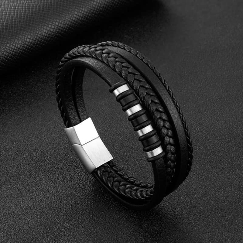 Bracelet classique multicouche en cuir pour homme idée cadeau anniversaire idéale
