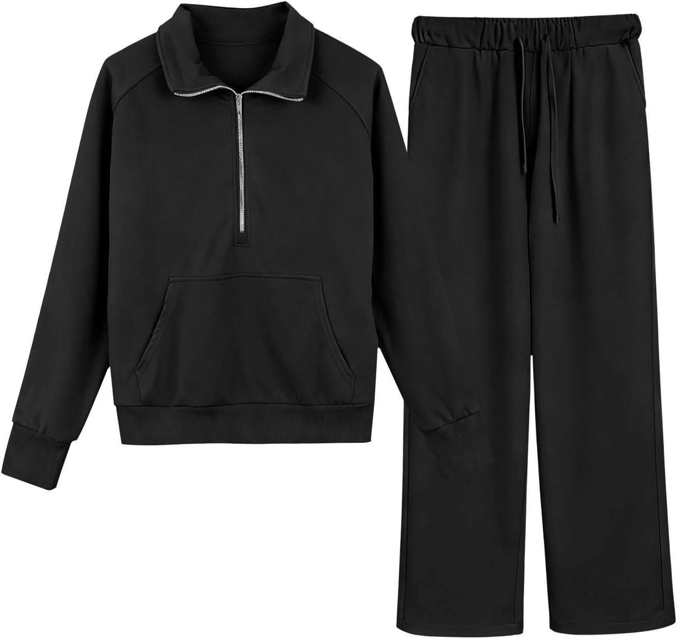 Girls Half Zip 2 Piece Sweatsuits Pullover tops for Teen kids Sweatshirts and Jogger Sweatpants Sweat Set Thumb Hole - Image 2