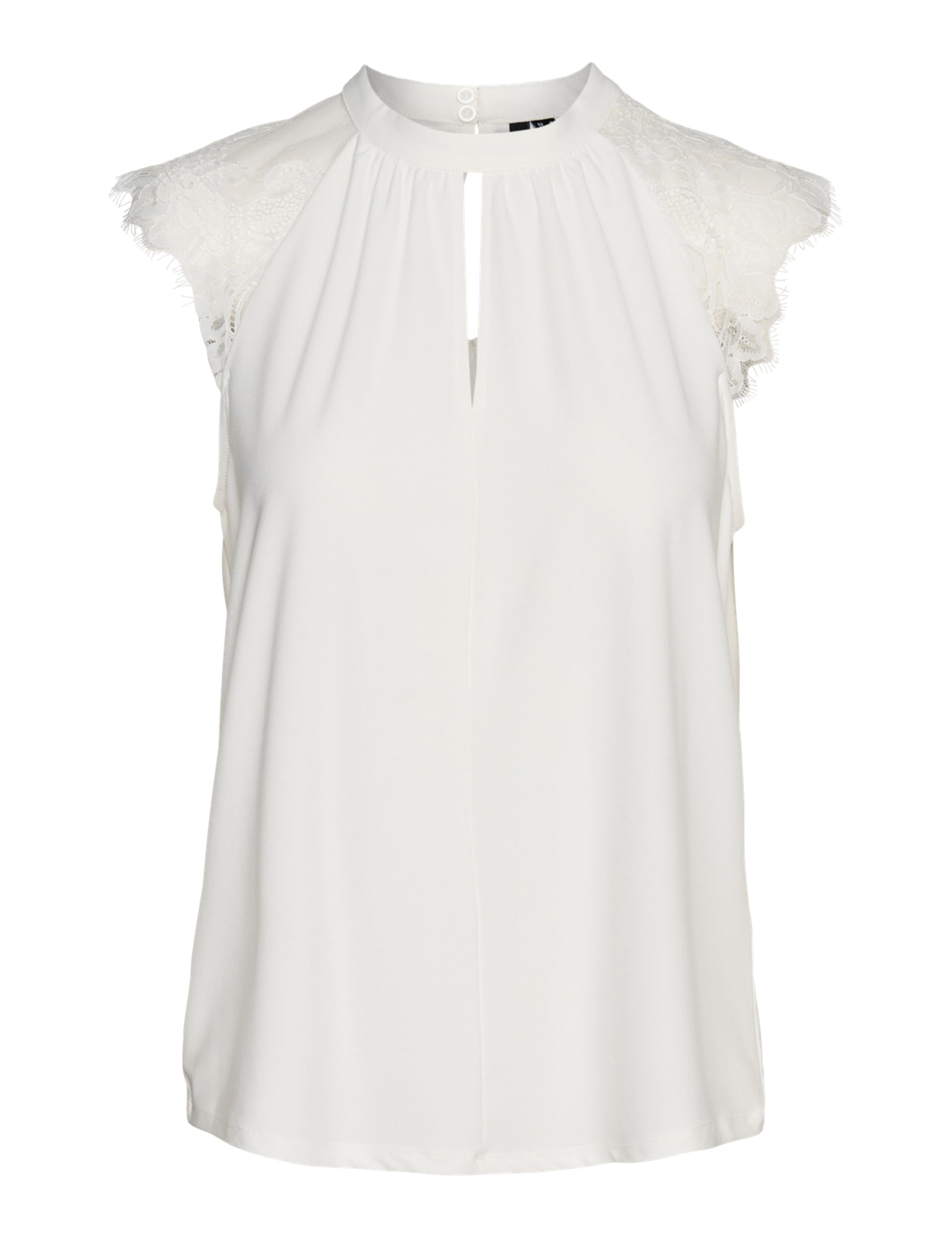 VERO MODA Women's VMMILLA SL LACE TEE GA NOOS Vest, Snow White, S