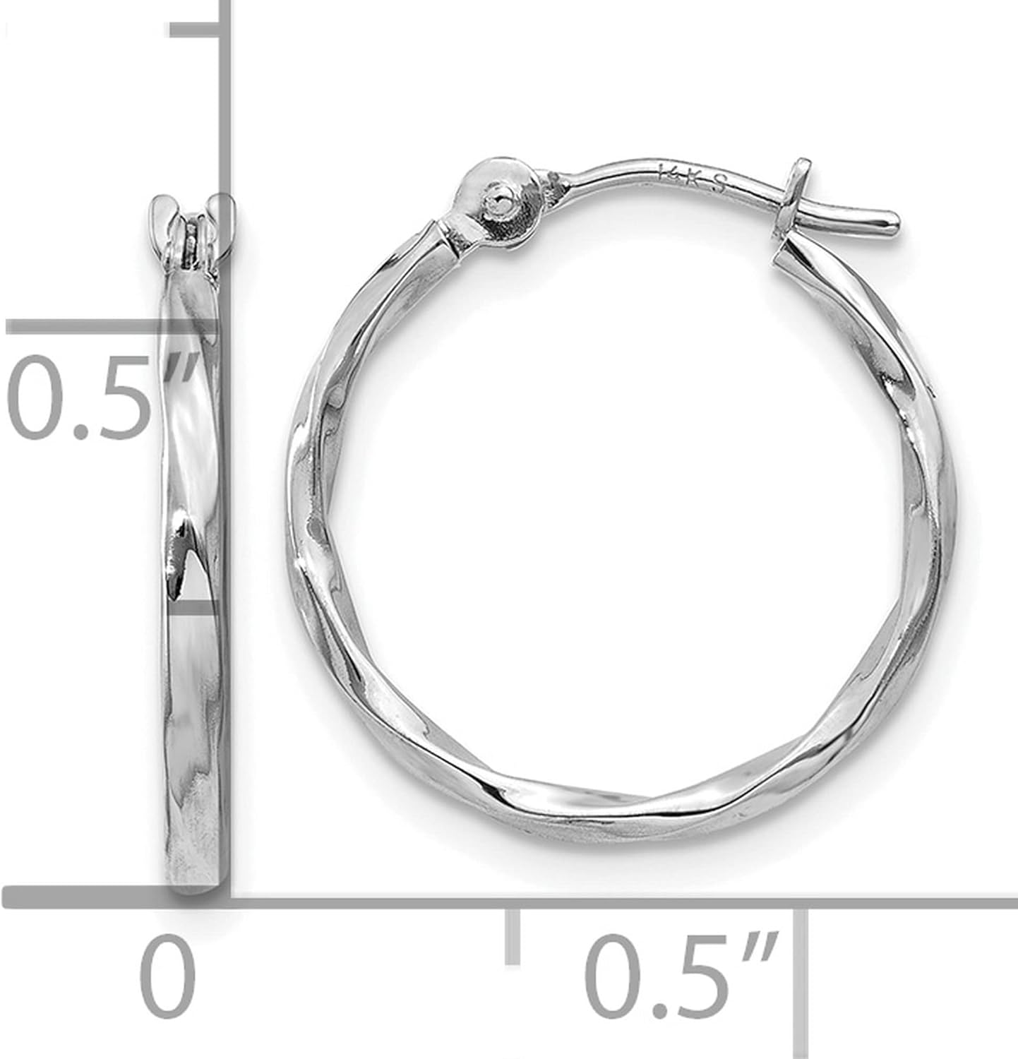 10k White Gold Twisted Hoop Earrings for Women with Wavy Design, Lightweight Polished Finish, Minimalist Round Hoops for Everyday Wear or Special Occasion, Classic Elegant Modern Gold Jewelry - Image 4