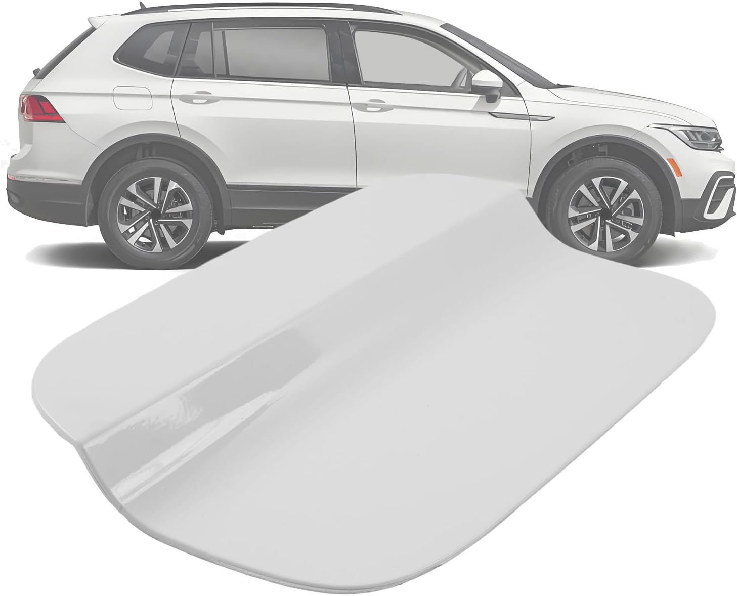 5NN809909 White Fuel Filler Door Gas Tank Cap Cover Compatible with Volkswagen Tiguan 2019-2023, Replaces 5NN809909A, 5NN-809-909-A