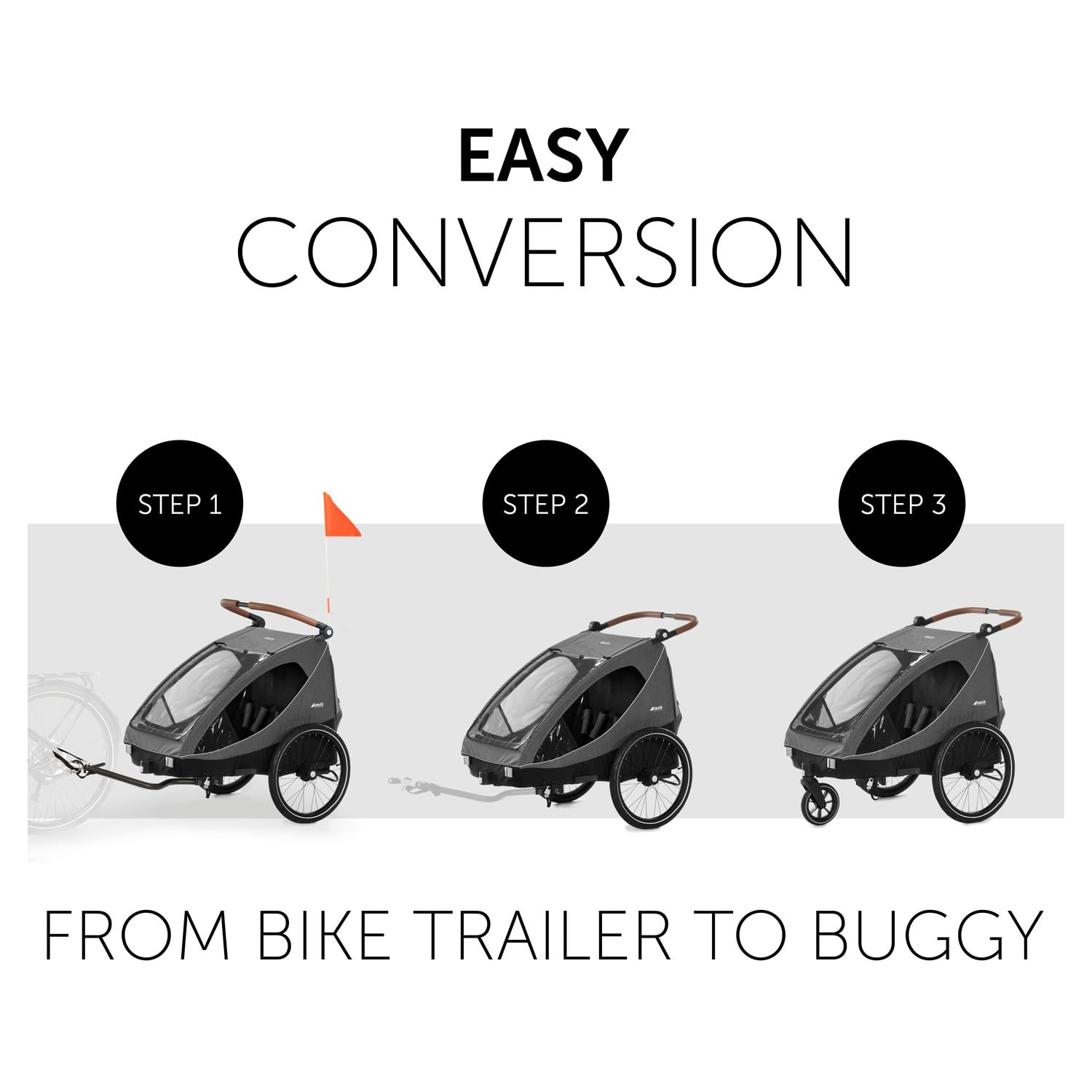 Hauck Dryk Duo Rimorchio Bici e Passeggino 2in1 per 2 Bambini fino a 22 kg, Pieghevole