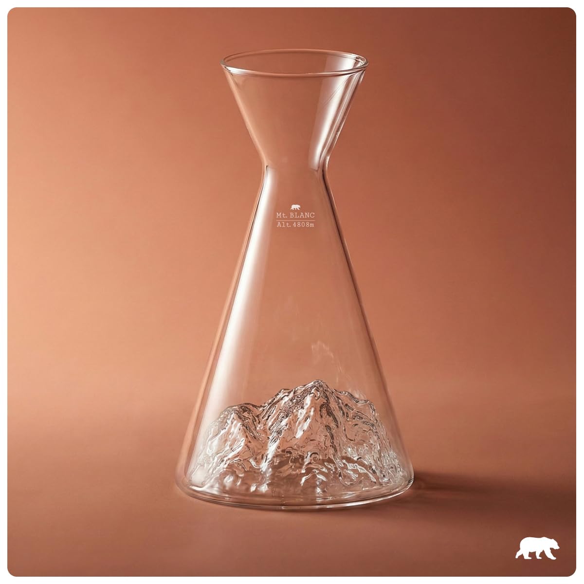 Carafe à eau 1 L | Borosilicate de qualité supérieure soufflés artisanalement avec les montagnes en relief | TOPOGRAPHIC (Mont Blanc)