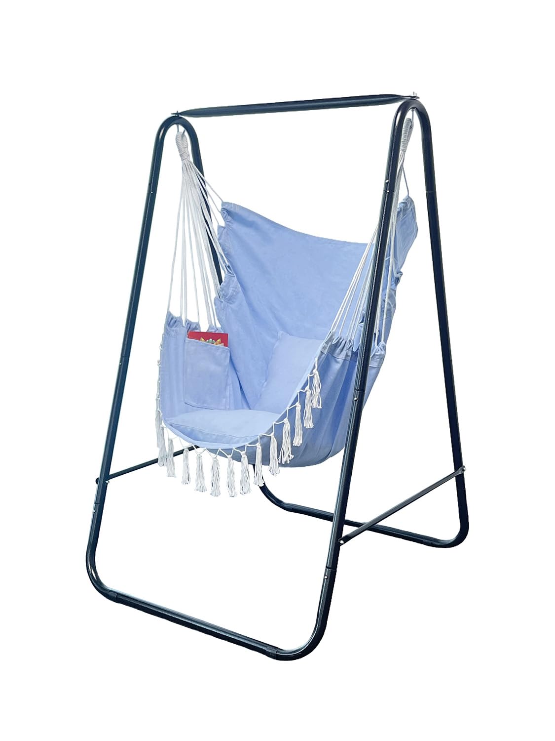 Support de chaise hamac avec grande balançoire intérieure suspendue, charge maximale de 226,8 kg, support de hamac en acier robuste pour intérieur et extérieur (bleu)