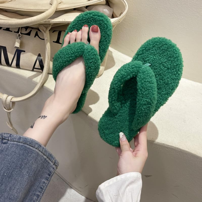 Image of Wolvesden Women's Flip-Flops & Slippers Indoor Soft Thong Fur Flip-Flop And Slippers For Women