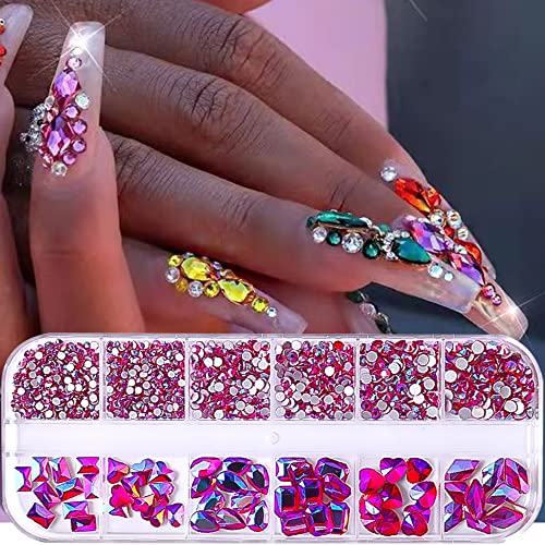 Belicey Purple Ab Nail Art Rhinestones Flatback Round Crystals Beads Gems Stones Multi Shapes 3D Rhinestone Charms For Nail Art Diy Crafts Clothes Shoes Jewelry Christmas #TOP2
