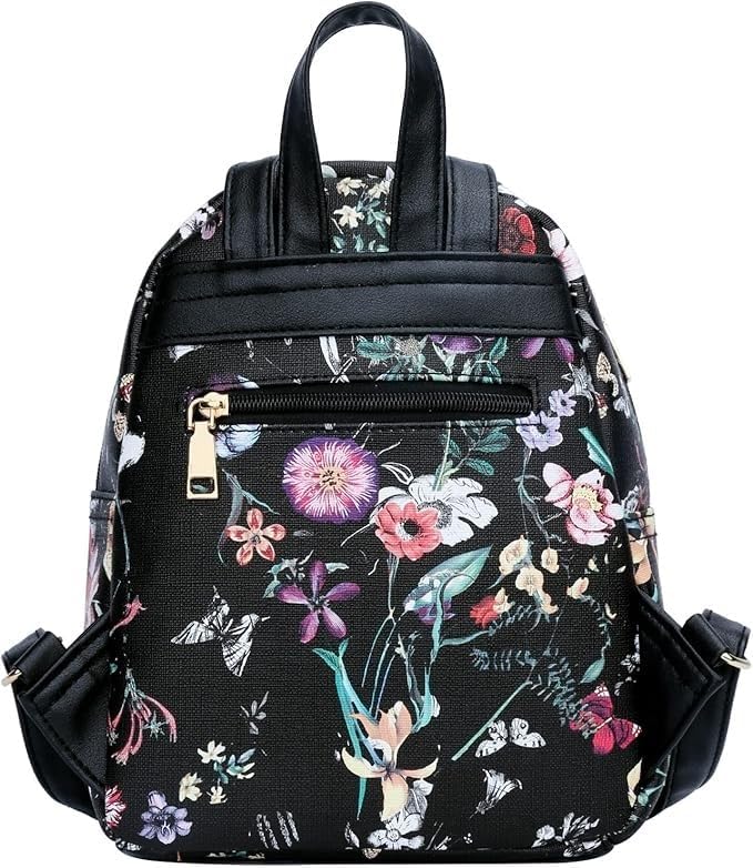 Bizanne Fashion Cute Pompom Hanging Backpack for Women | Backpack For Girls | Gift For Girls | Rakhi Gift For Sister | Diwali |Wife | Travel | Office | Birthday | Gift | Branded (Black Flower)