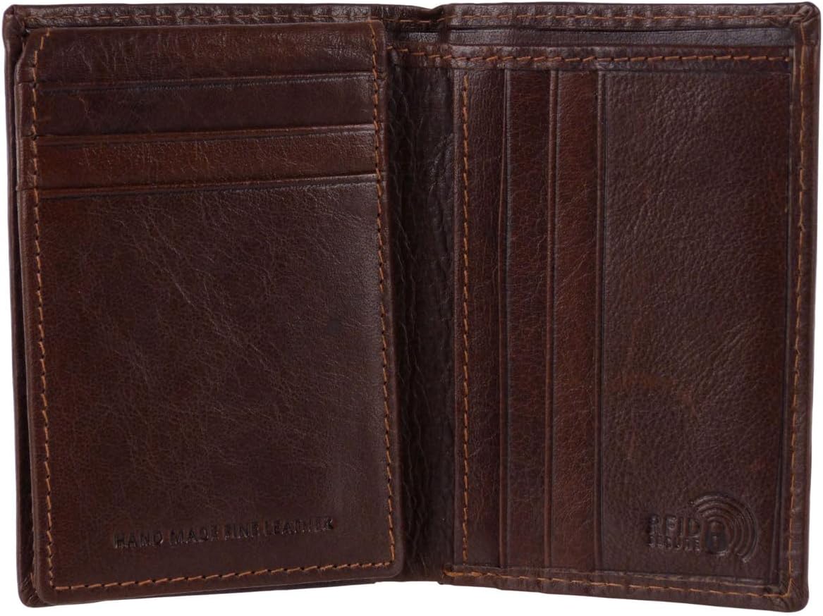 Rowallan of Scotland Mens Leather RFID Flip-Up Credit Card Holder, Cognac, Casual