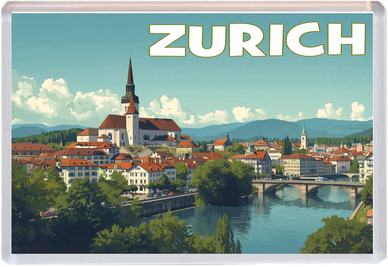 Baked Bean Store Multicolor Zurich - Switzerland - Jumbo Artistic Fridge Magnet 96 X 67Mm Bbsfhm3106