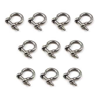 M4 D Ring Bow Shackles Heavy Duty With Pin For Bow Rigging,Anchor,Towing,Off Road Recovery-304 Stainless Steel 10PCS