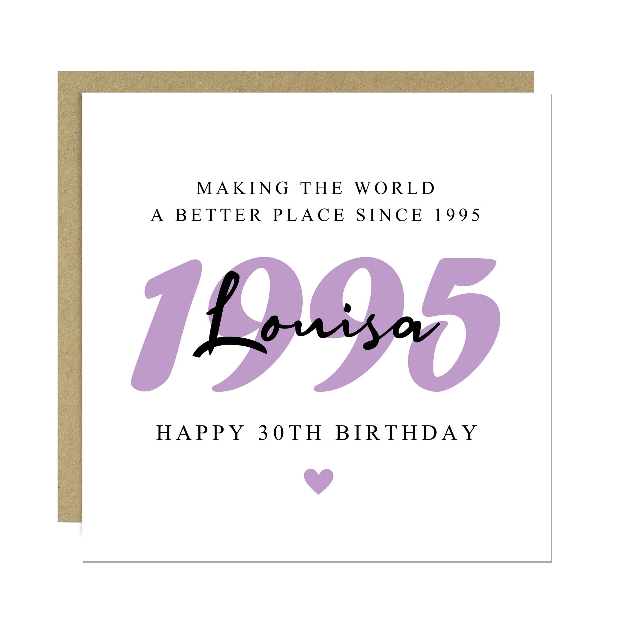 RED OCEAN Personalised 30th Birthday Card For Mum Auntie Sister Best Friend With Kraft Envelope 30th Birthday Card For Her