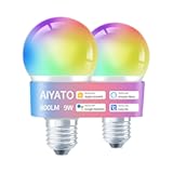 Smart Light Bulbs Work with Apple HomeKit&comma; 16 Million DIY Colours GRBCW WiFi LED Light Bulb Multicolor WiFi and Blutoth Smart Bulbs Compatible with Siri&comma; Alexa&comma; Google Assistant 2 Pack