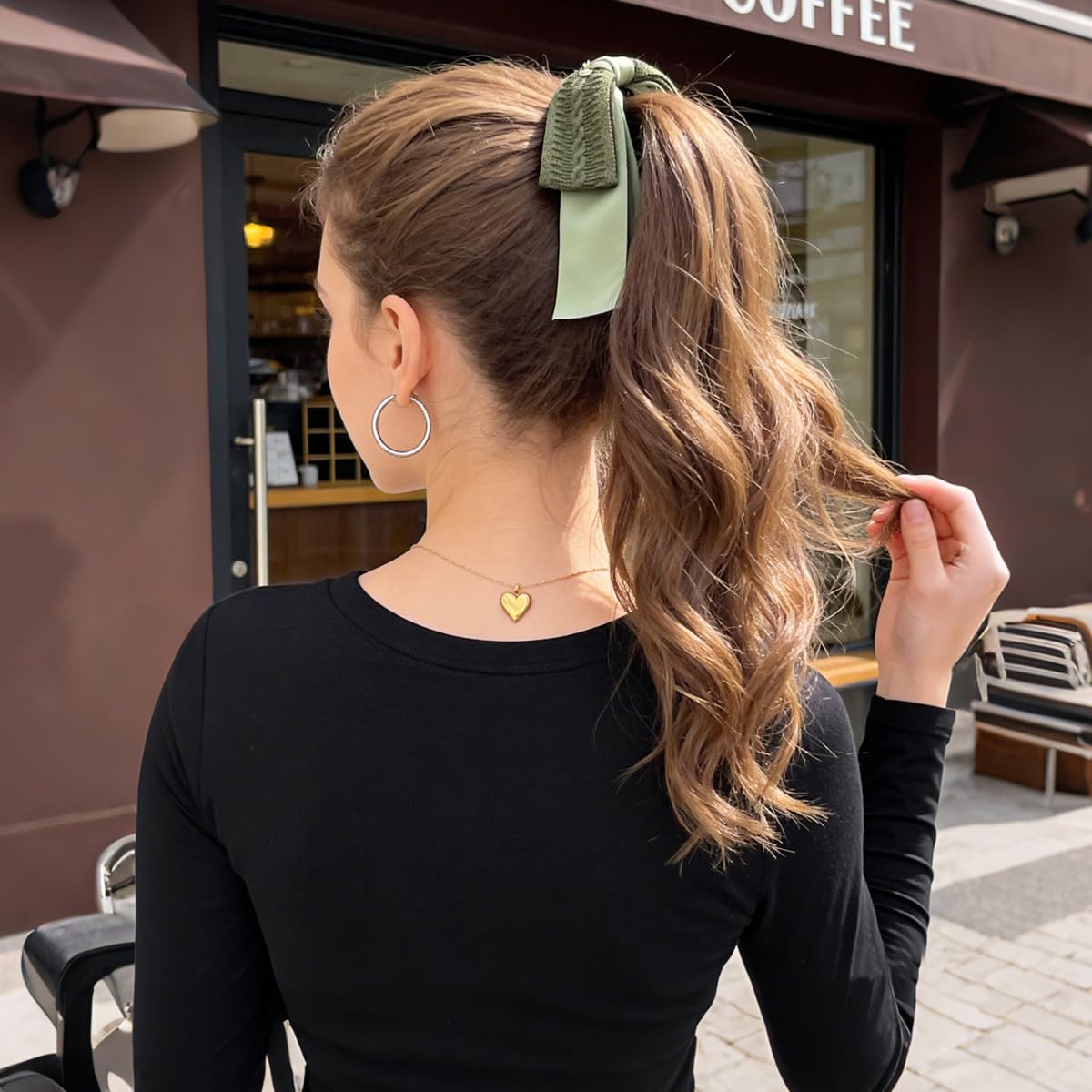 3 PCS Knitted Bow Banana Hair Clips Set, Large Cable Knit Banana Clips with Satin Ribbon Strong Hold Half Ponytail Bun Holder Fashion Non-Slip Hair Daily Clamps Elegant Accessories for Women Girls image 5