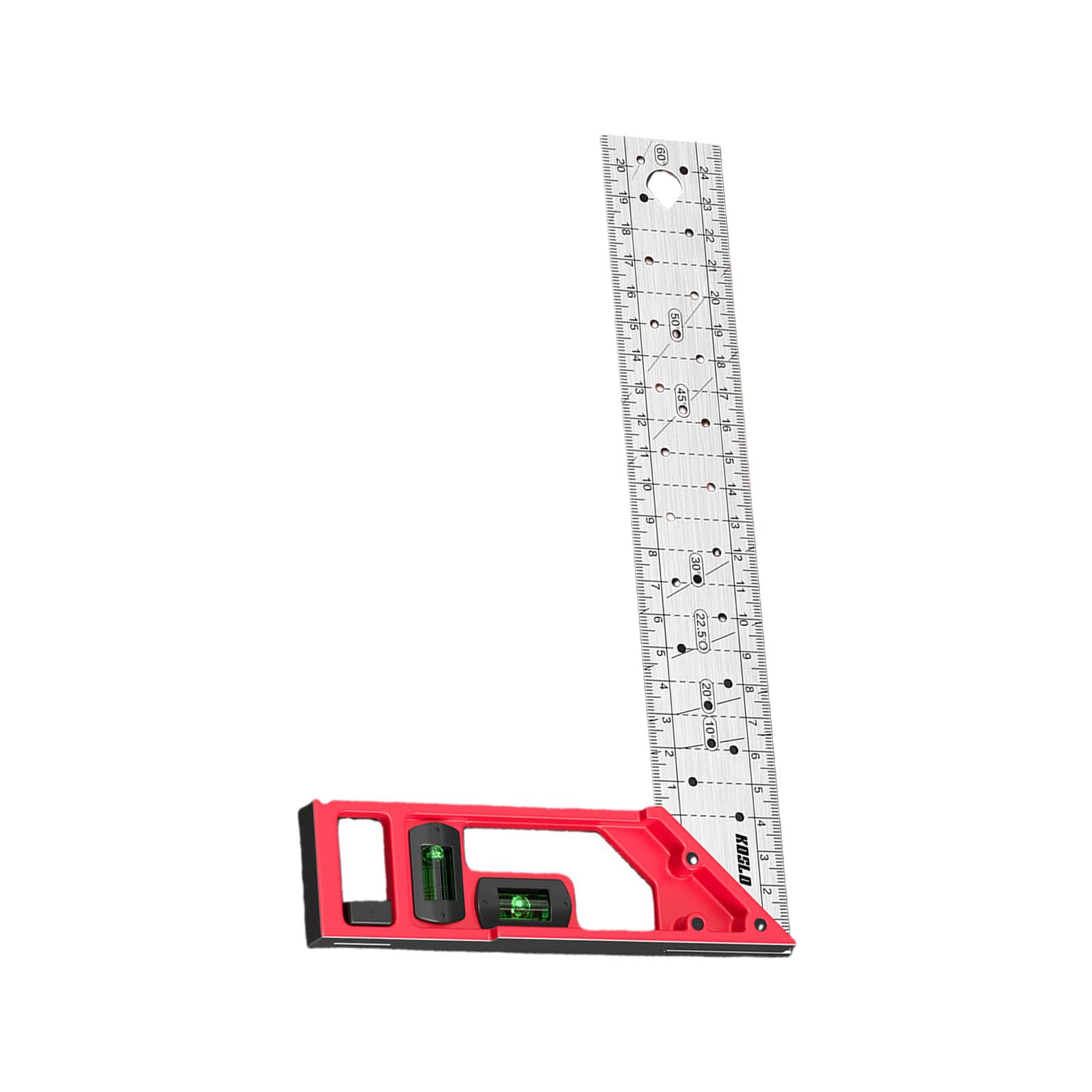 Multifunctional Steel Right Angles Hole Marking Ruler with Bubble Levels T Square for Woodworking Measuring Multifunctional
