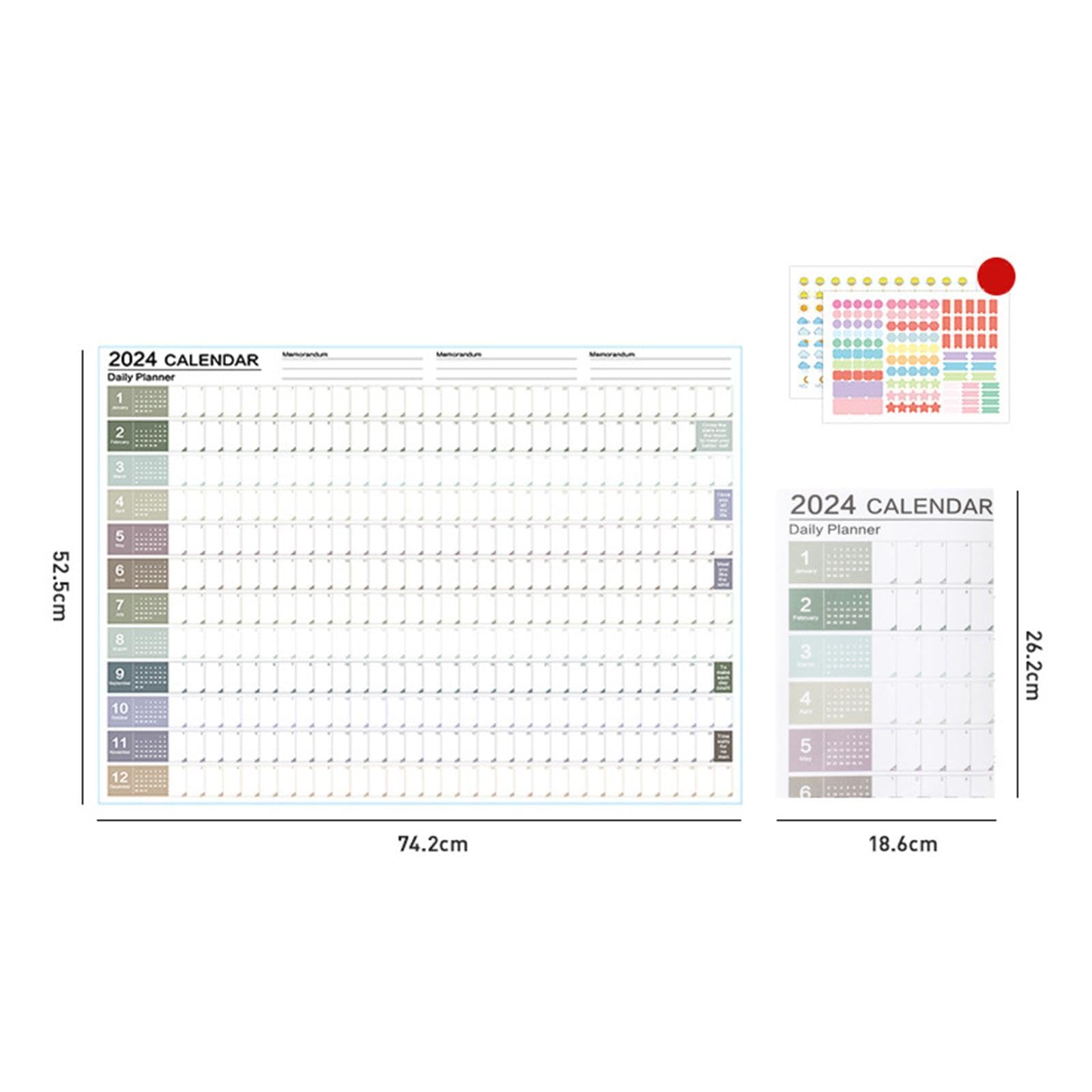 Set di 10 calendari da appendere alla parete 2024, calendario annuale per compiti in aula e la casa, stile A