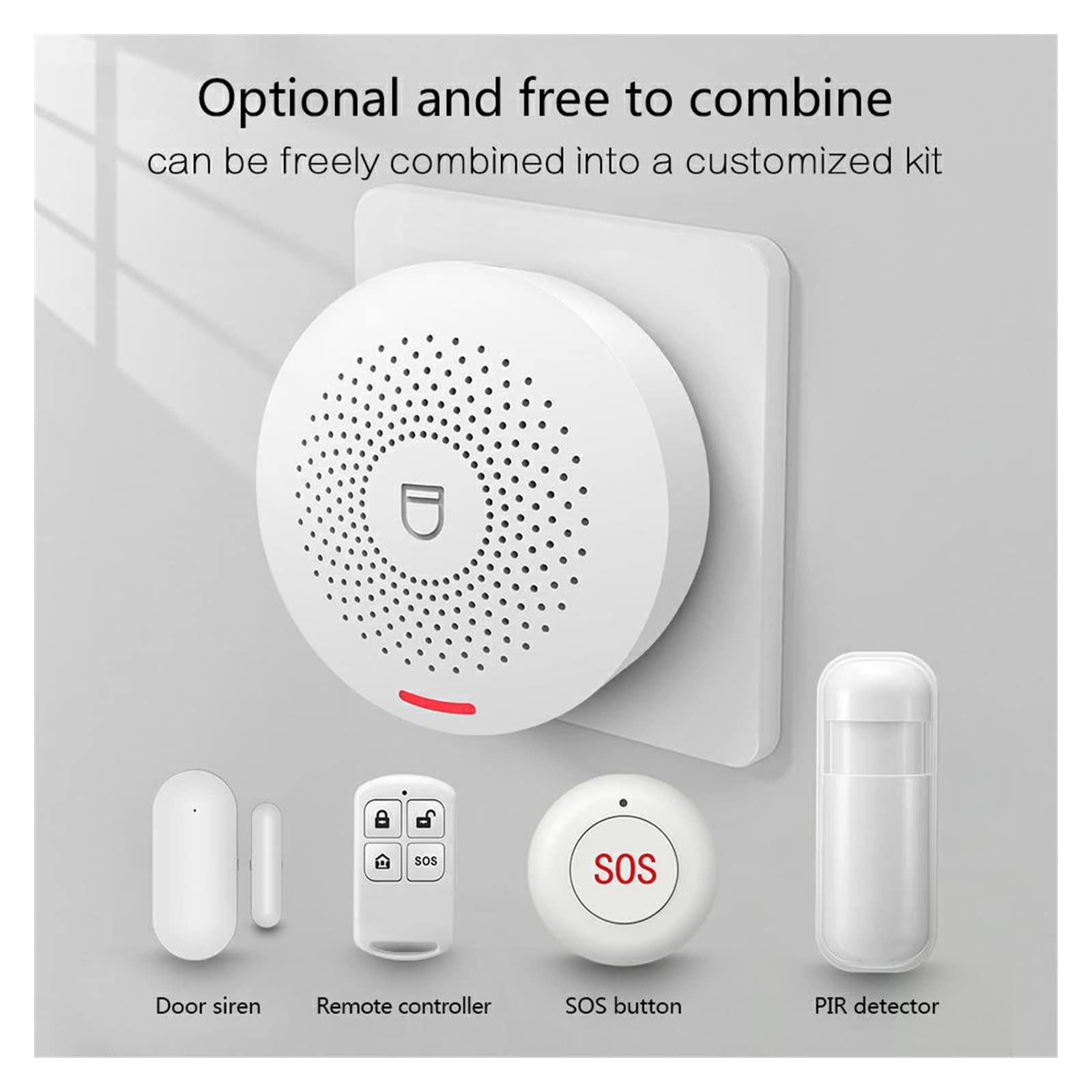 Sistema di Allarme di Sicurezza Domestica, Tuya di Allarme Domestico Wireless 433 MHz Sicurezza antifurto Smart Home App Rilevatore Movimento del sensore della Finestra Porta(J)