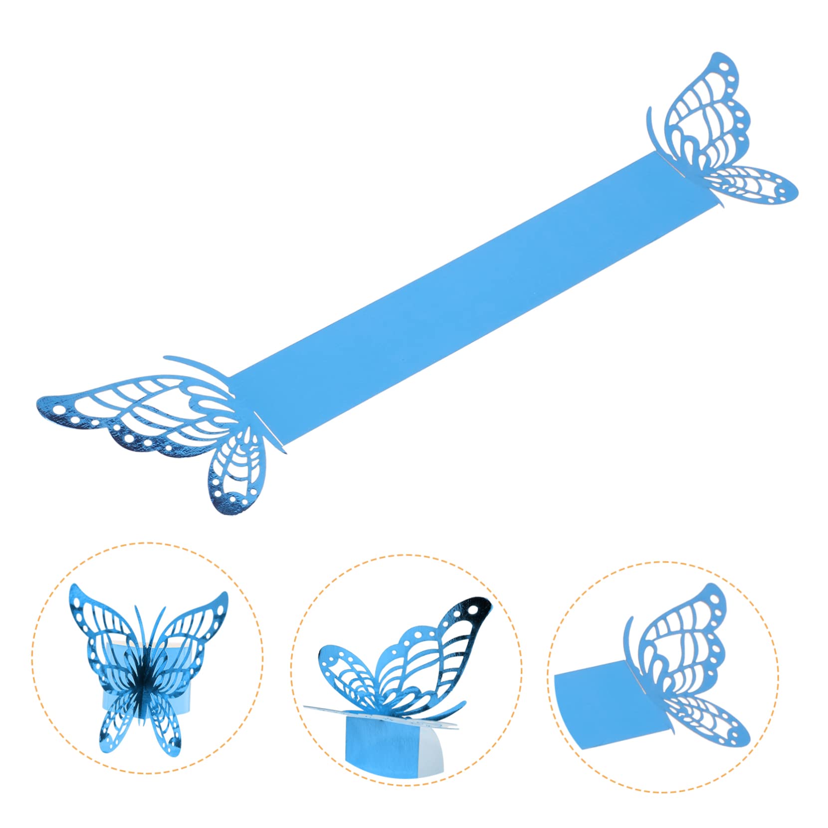 PRETYZOOM 150 STK Butterfly-Serviettenschnalle Dekoration Weihnachten türdeko Weihnachten weihnacjtsdeko dekoweihnachten Schmetterlinge Serviettenring Serviettenringe Perlenpapier Blue