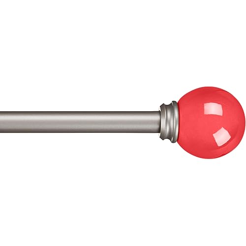 Amazon Basics Decorative 5/8" Curtain Rod with Round Finials, 48"-86", Pink