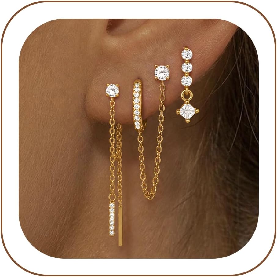Gold Silver Dangle Earrings for Women Trendy 925 Sterling Silver Post