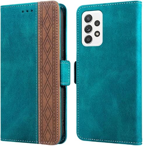 Compatible With Samsung Galaxy A73 5G Stitching Side-Magnetic RFID Leather Phone Case(Dark Green)