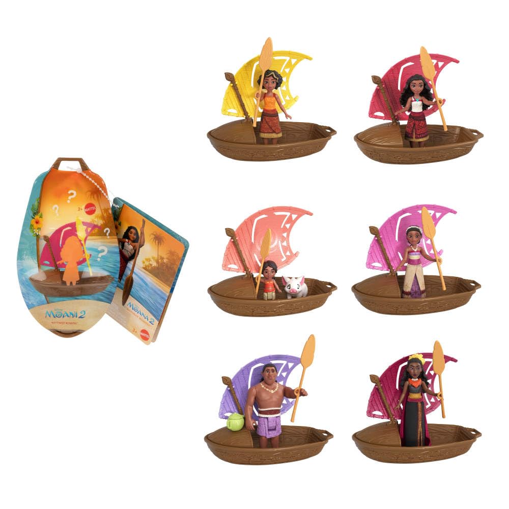 Disney Moana 2 Wayfinder Wonders Toy Set with Surprise Small Doll, Canoe & Accessory, Inspired by the Movie (Styles May Vary)