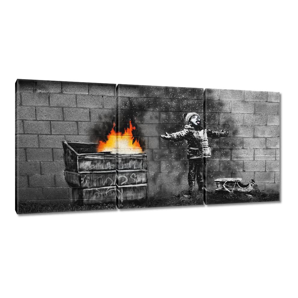 Toile motif neige Banksy H3661M_PC3BH tableau grand format 210 x 100 cm salon