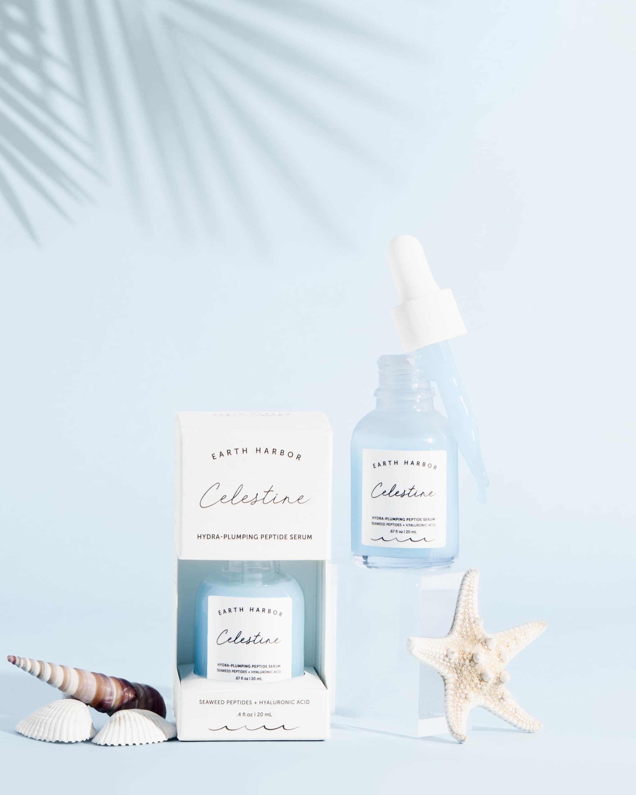 Earth Harbor | CELESTINE Hydra-Plumping Peptide Serum - Skin Elasticity & Replenishing Nutrients | Hyaluronic Acid and Seaweed Peptides | Plant-Based & Certified Vegan |