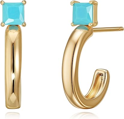 FETTERO Gold Hoop Earrings for Women, 14K Gold Plated Open C Shape Hoops Lightweight Chunky Gold Earrings, Hypoallergenic Gold Earrings for Women Ear Piercing Jewelry Gifts