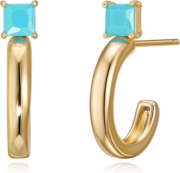FETTERO Gold Hoop Earrings for Women, 14K Gold Plated Open C Shape Hoops Lightweight Chunky Gold Earrings, Hypoallergenic Gold Earrings for Women Ear Piercing Jewelry Gifts