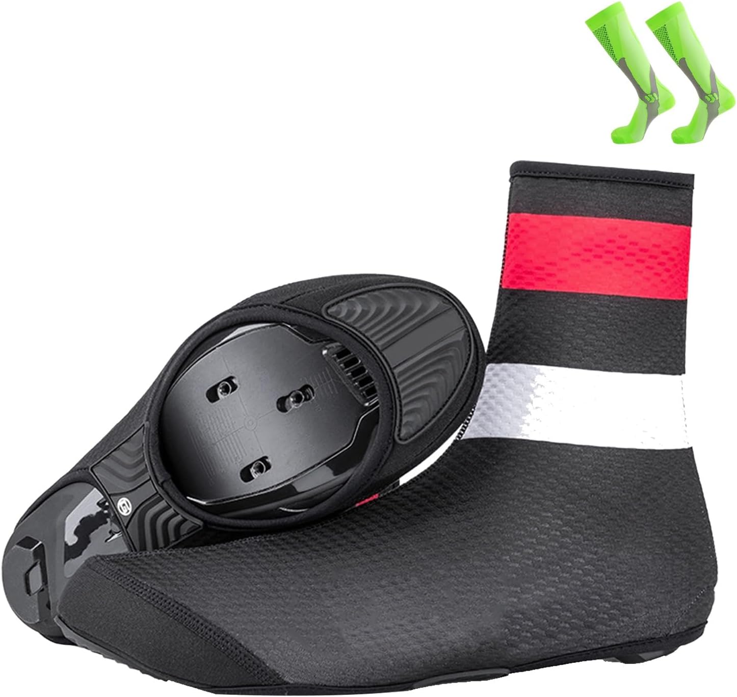 Cycling Shoe Covers for Mountain Road, Winter Waterproof Warm Full Bicycle Overshoes for Men Women, with Cycling Socks