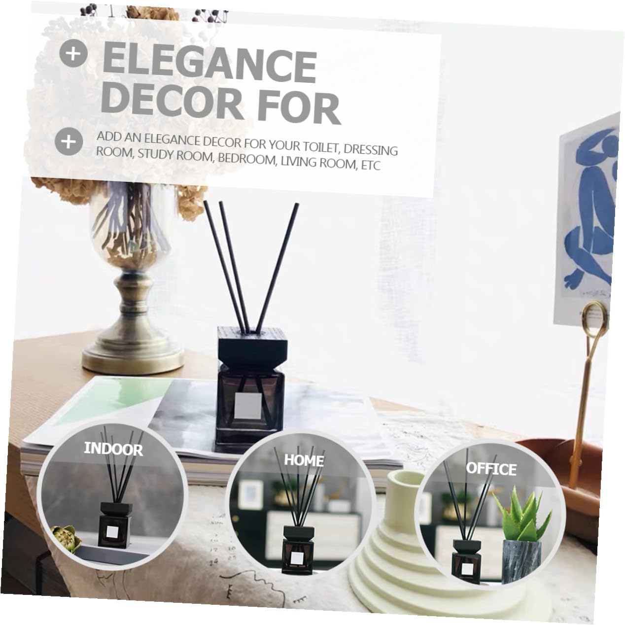Mobestech Bottiglie Diffusore Aroma in Vetro con Coperchio in Legno e Bastoncini in Rattan per Profumate Decorazione Interni per Ufficio e