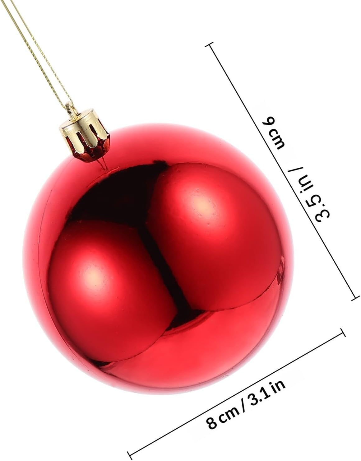 HEMOTON 24pcs Christmas Ball Decor Set, Plastic Festival Hanging Balls in 4cm, 6cm, 8cm Sizes, Xmas Tree Pendants for Holiday Window and Ceiling Decorations