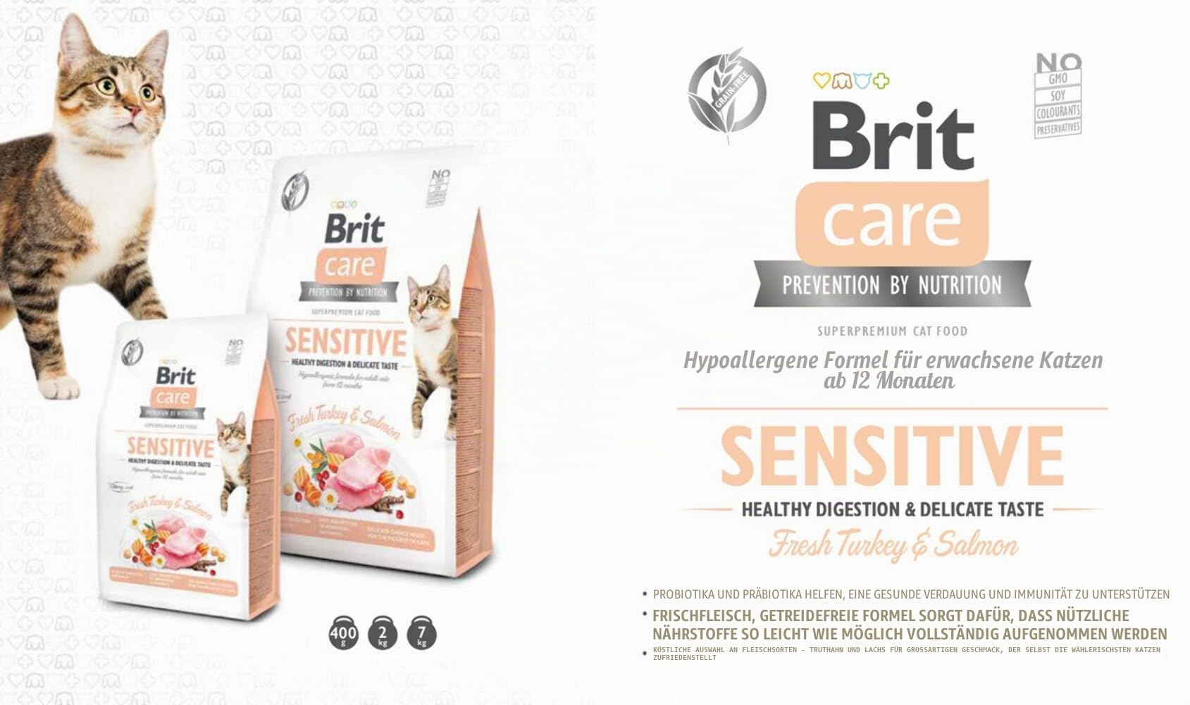 Brit Care Katzen-Trockenfutter für empfindliche Katzen Healthy Digestion & Delicate Taste, 7 kg