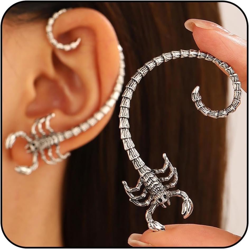 Vintage Scorpion Ear Cuffs Earrings Gothic Scorpion Statement Cuff Earrings Chunky Ear Cuff Silver Jewelry Gift for Women