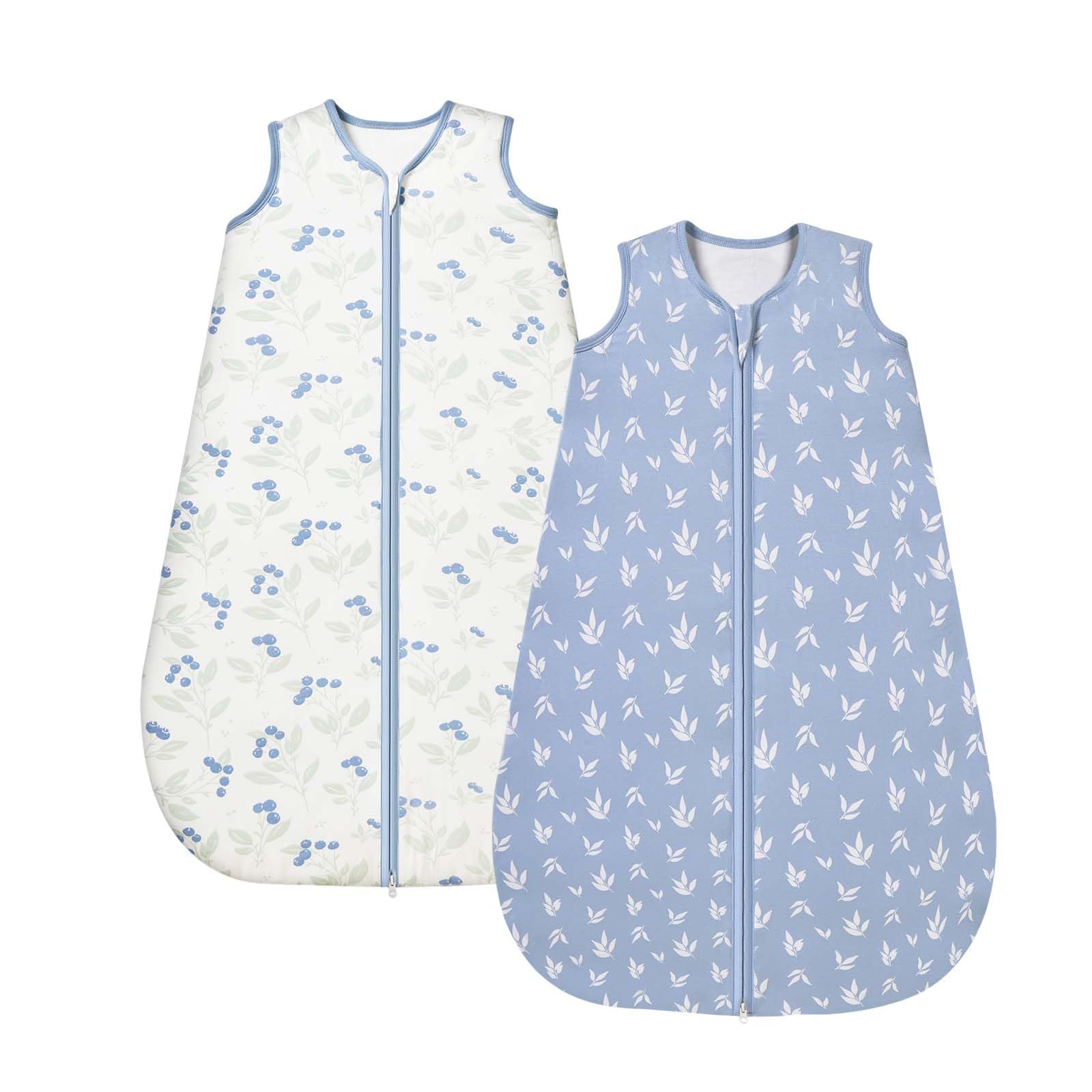 ToyaTec Sacco nanna per neonati 1.0 Tog, confezione da 2, in morbidissimo rayon di bambù, sacco nanna in fibra di bambù biologica per neonati, ideale per primavera, estate e autunno(Blu,S)