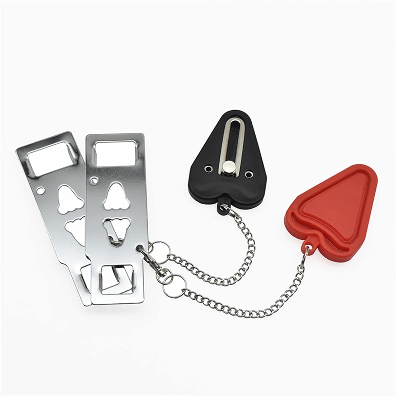 Zinc Alloy Door Lock,Stainless Steel Latch Lock，Portable Door Lock Double Hole Security Door Locker Latch Metal Lock Home Room Hotel Theft Security Lock 1Pcs(Rojo)