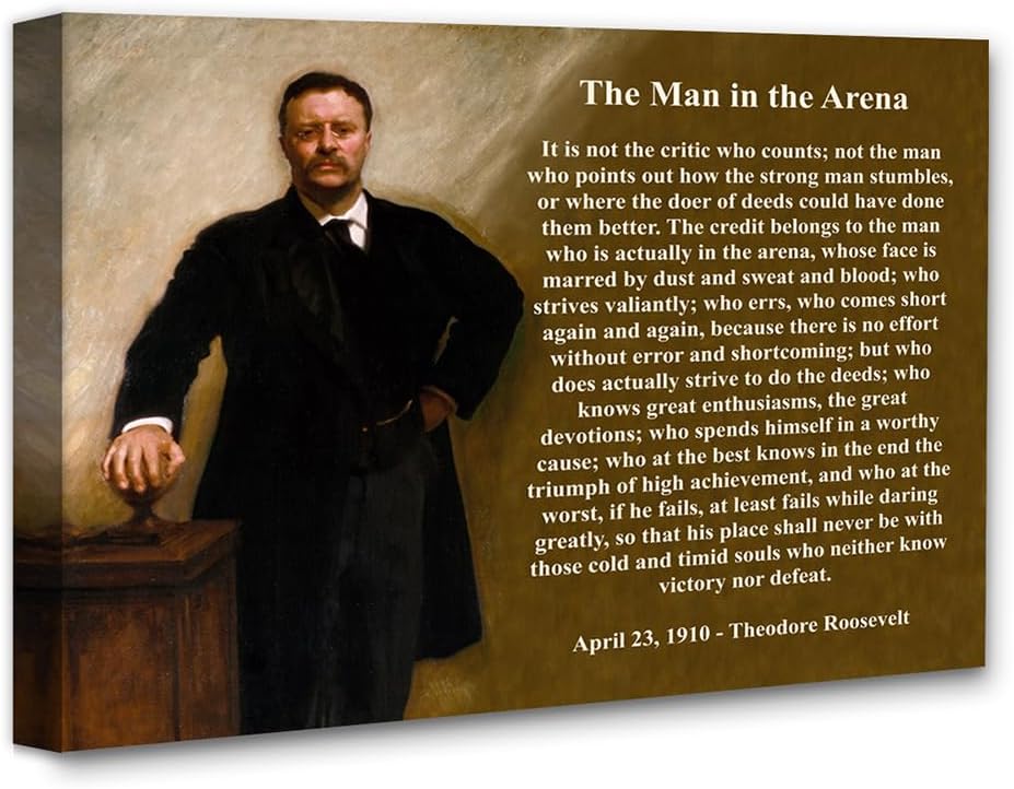Theodore Roosevelt - The Man In The Arena - 11x14 Framed Typography Book Page Print - Great Motivational Office Decor - Great Inspirational Gift and Wall Art for Men and Women