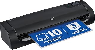 GBC Thermal Laminator Machine, Fusion 1000L, 12 Inch, 4 Min Warm-up, 3 Mil, with 10 EZUse Laminating Pouches (1703073) Black